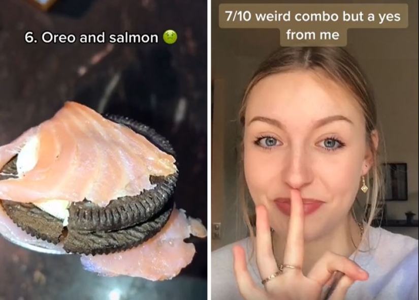Cutlets with ice cream, oreo with salmon: a girl tests strange food combinations that pregnant women love