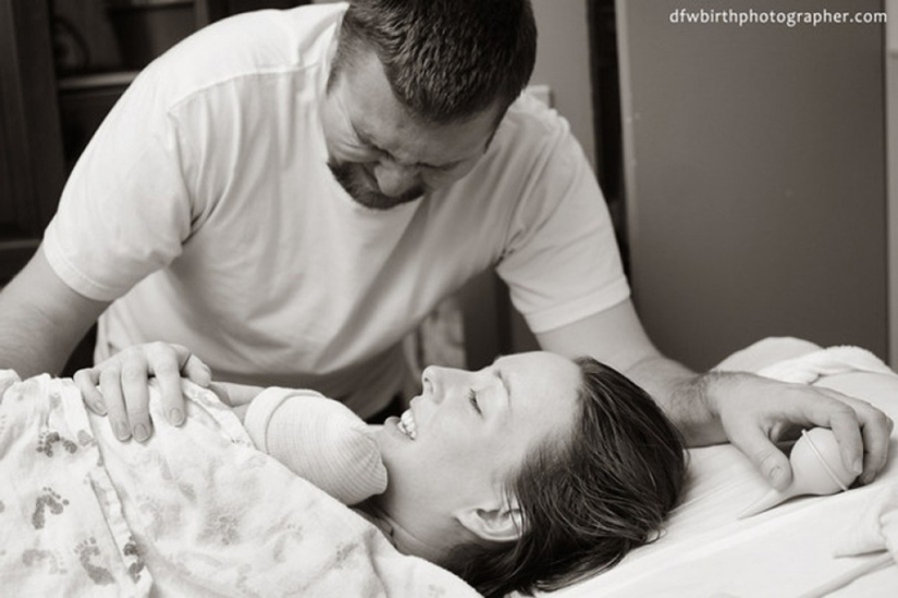 Dads see their newborn babies for the first time