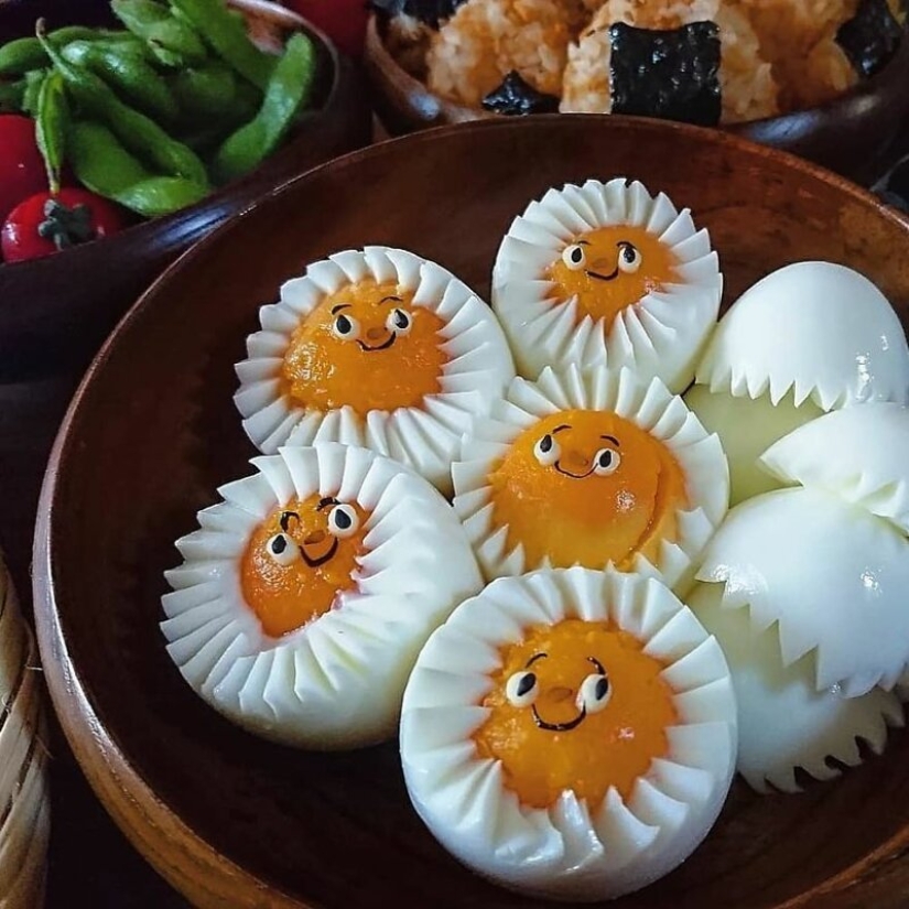 Deliciosos y hermosos huevos de un gran Japonés mamá