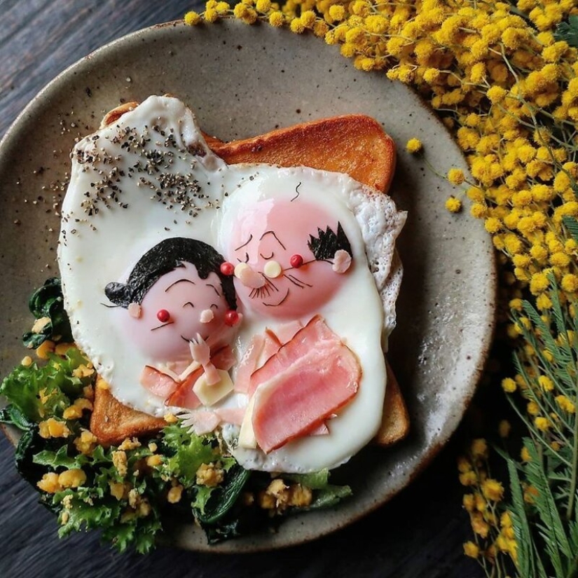 Deliciosos y hermosos huevos de un gran Japonés mamá