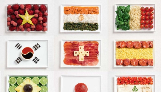 Delicious flags of different countries of the world