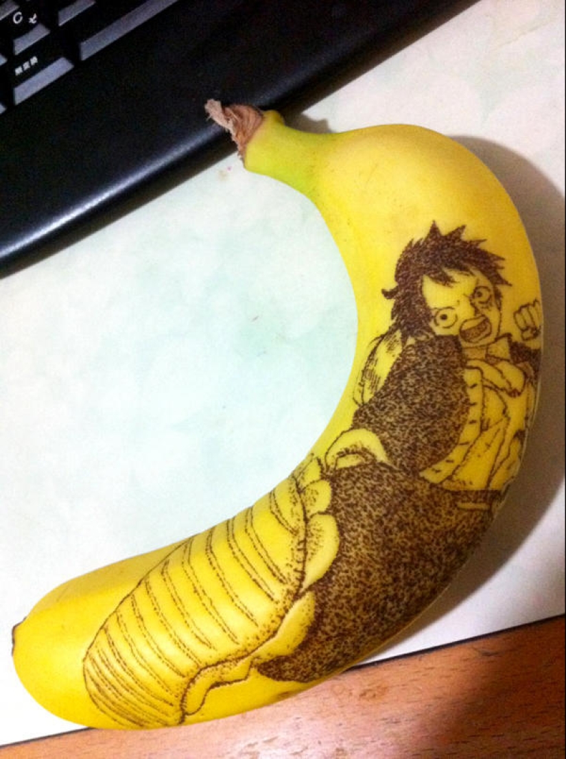 Dibujos asombrosos en plátanos