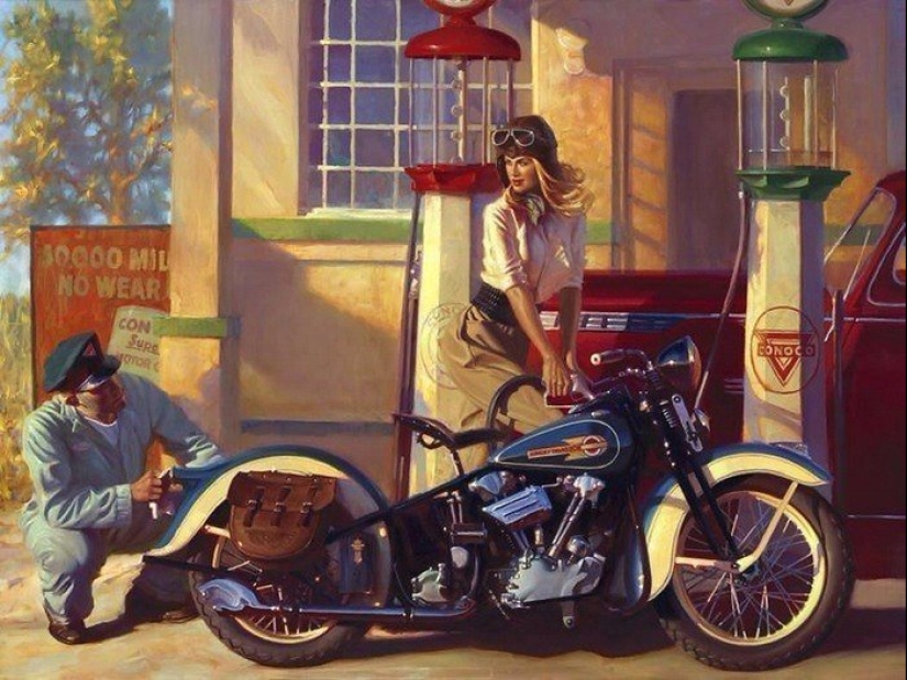 Dios Moto de arte David UHL y su belleza Harley-Davidson