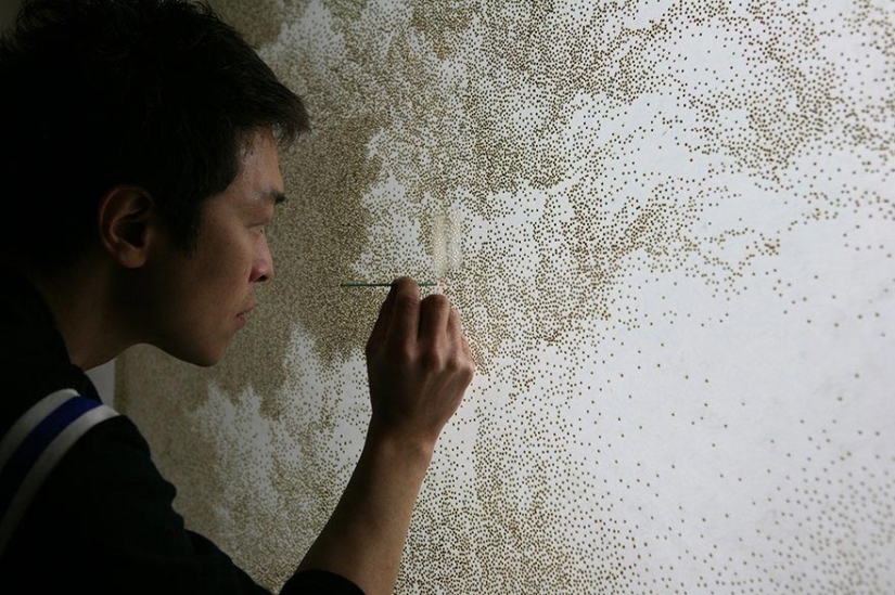 Dot art: artist burns paper with incense sticks to create incredible paintings