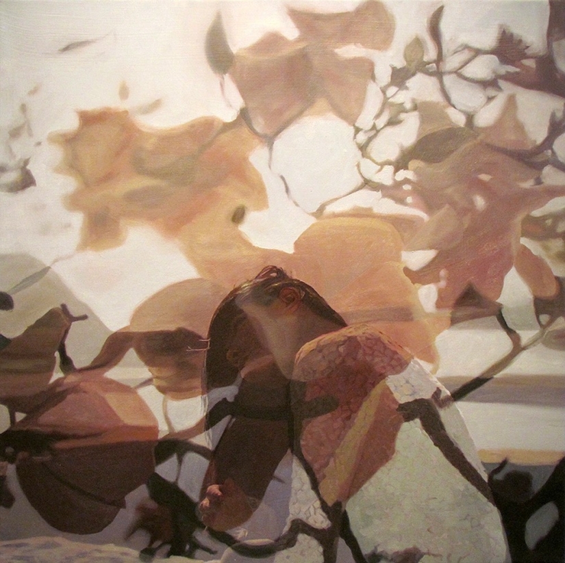 Double exposure on Pacayla Rae Bean&#39;s canvases