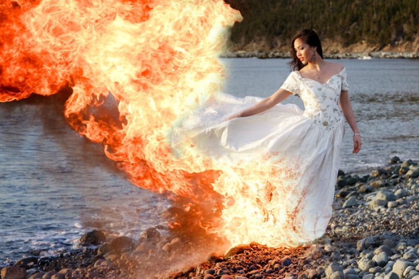 Dress in the trash - freaky wedding photography trend