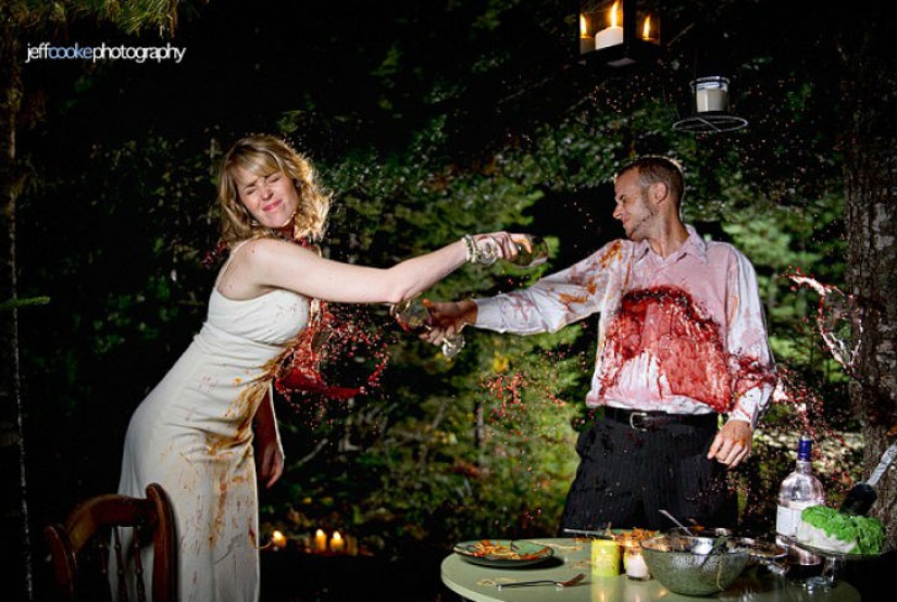 Dress in the trash - freaky wedding photography trend