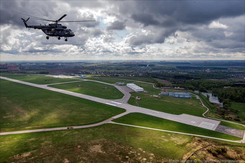 Dress rehearsal for the Victory Parade and Moscow from a helicopter