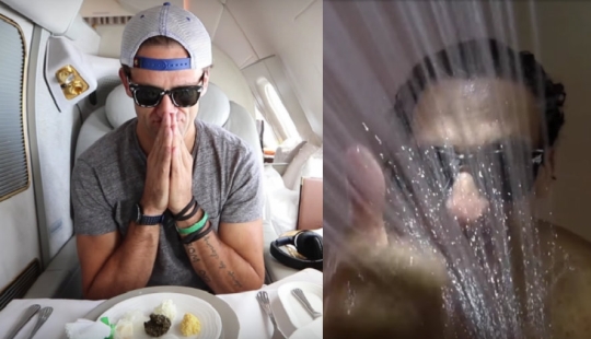 El blogger estadounidense voló de Dubai a Nueva York en primera clase de forma gratuita, un boleto que cuesta 2 21,000
