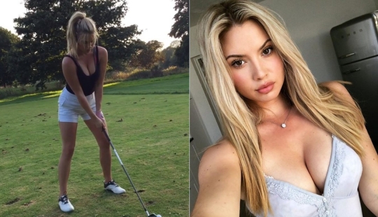 En el campo de Golf de algunas belleza, o se parece a una rubia sexy Lucy Robson