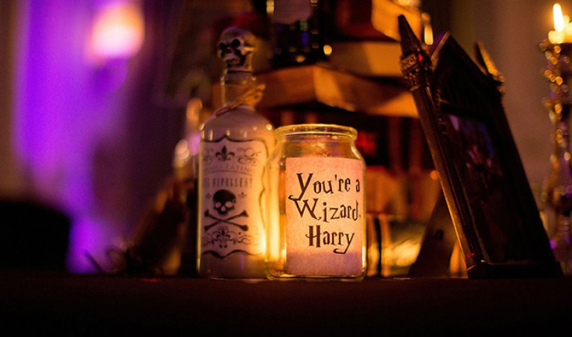 English couple get married in the style of the Harry Potter novels