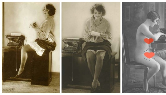 Erotic photos of girls with typewriters of the 1920s