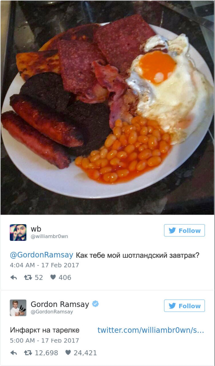 Estas personas se arrepintieron de haber tuiteado sus platos al chef Gordon Ramsay