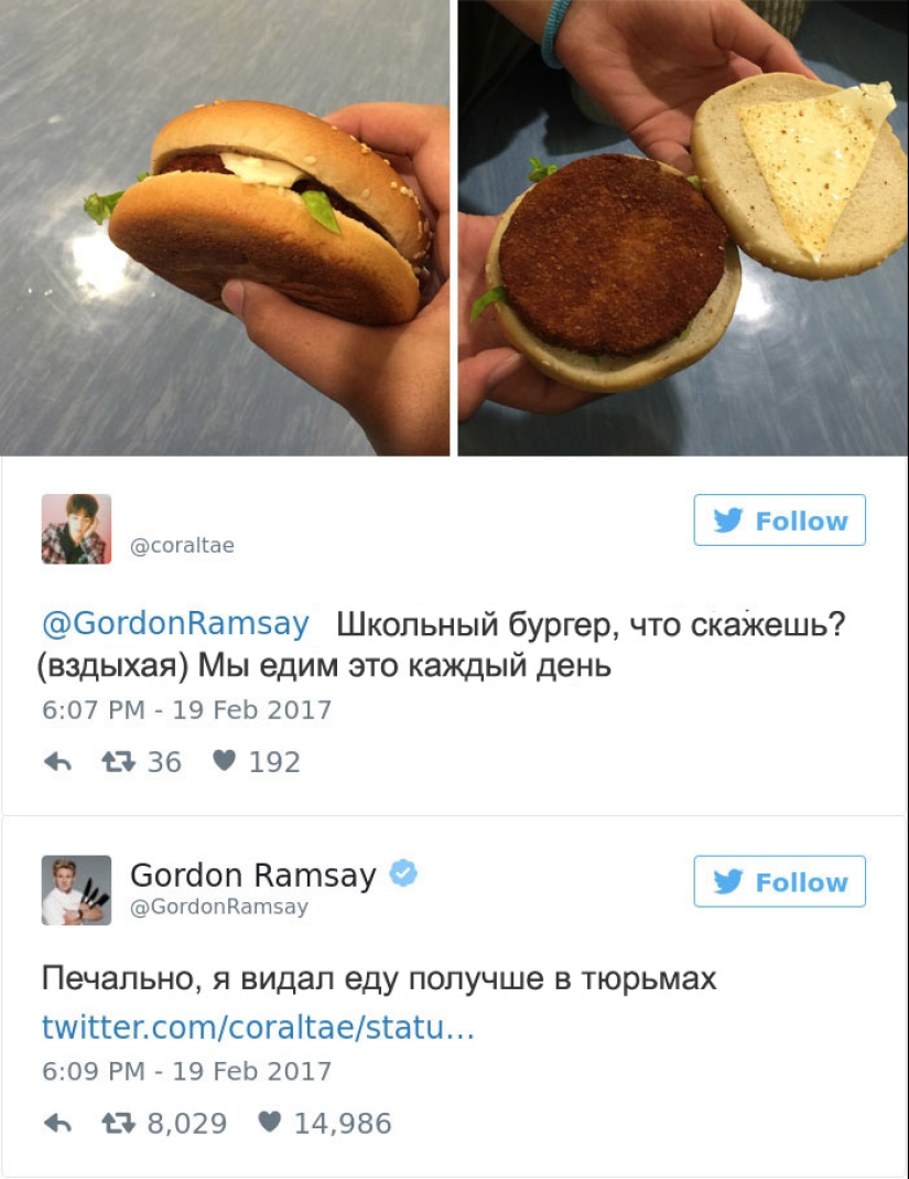 Estas personas se arrepintieron de haber tuiteado sus platos al chef Gordon Ramsay