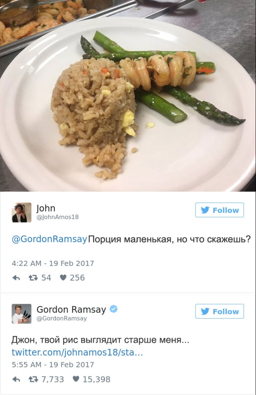 Estas personas se arrepintieron de haber tuiteado sus platos al chef Gordon Ramsay