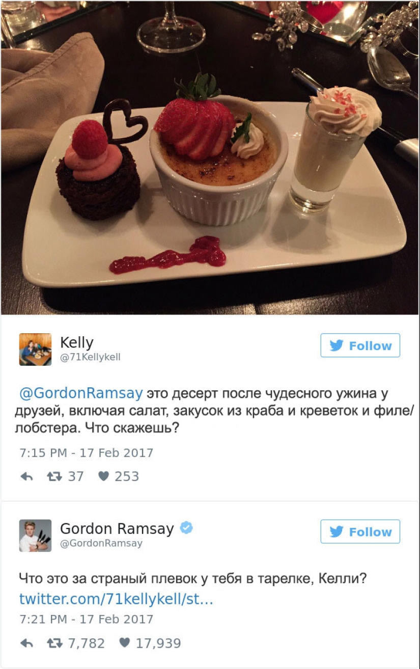 Estas personas se arrepintieron de haber tuiteado sus platos al chef Gordon Ramsay