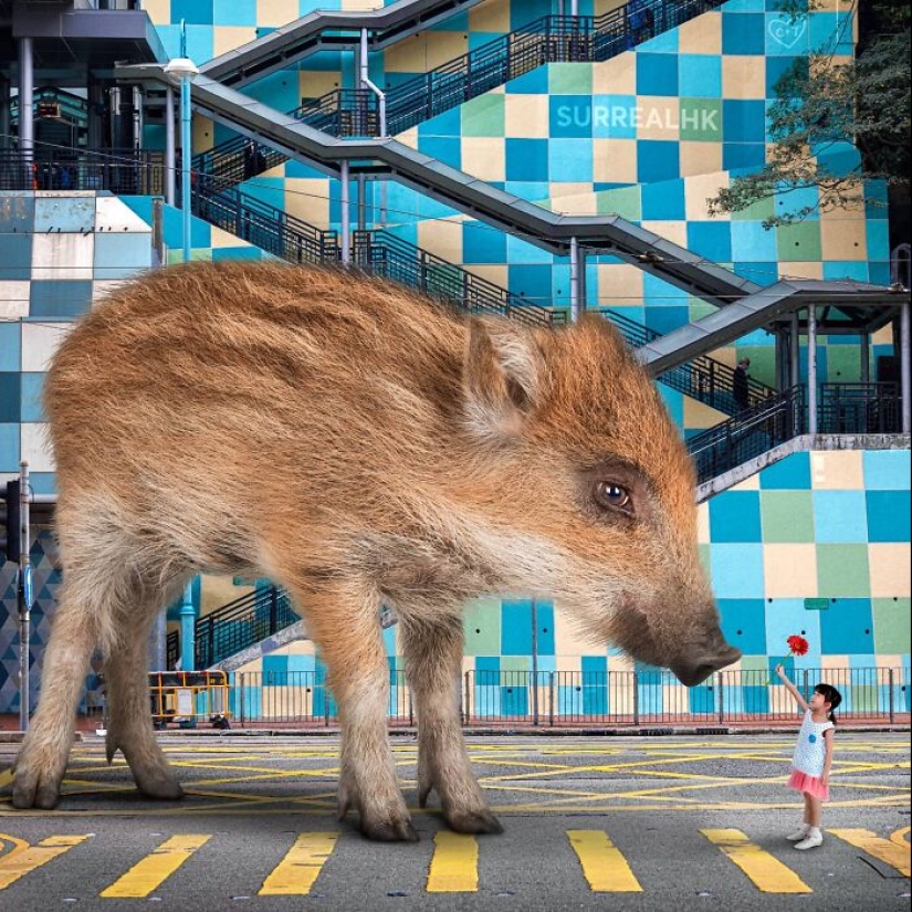 Este artista reinventó Hong Kong con residentes animales gigantes en sus representaciones surrealistas