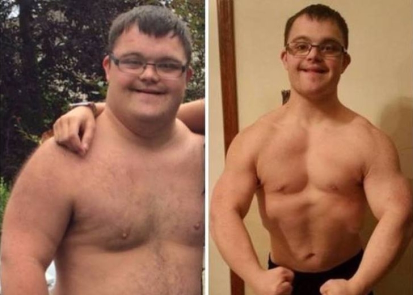 Este chico con síndrome de Down logró cambiarse para competir en una competencia de culturismo
