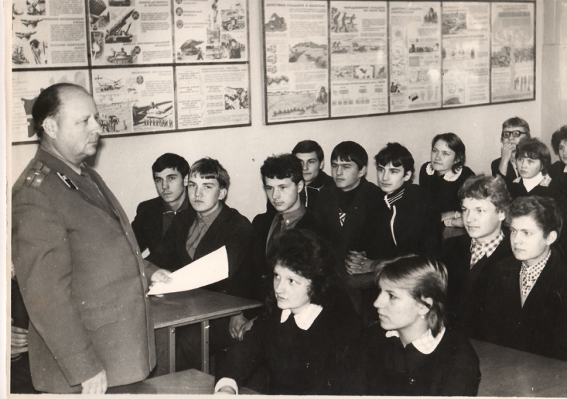 Even girls received initial military training in Soviet schools