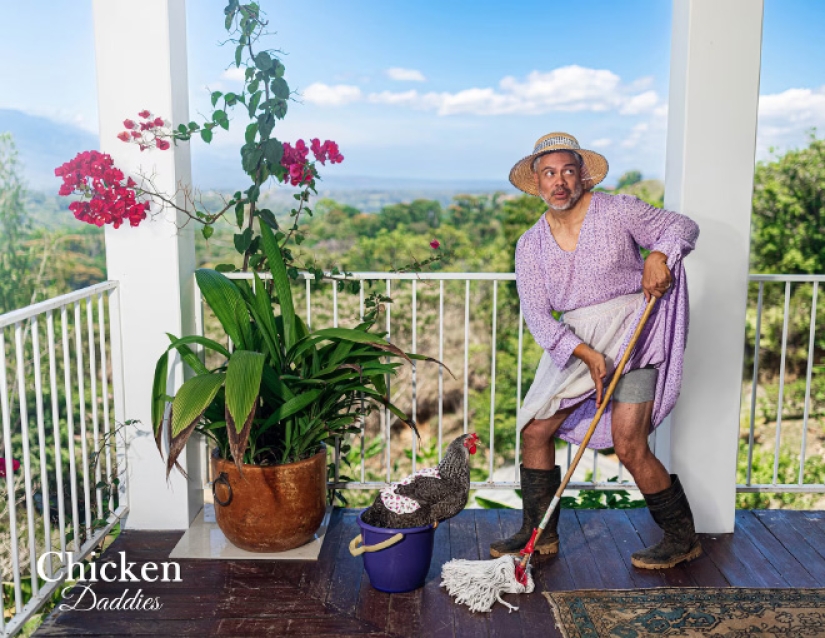 Farmers and their chickens in the Chicken Daddies 2024 calendar