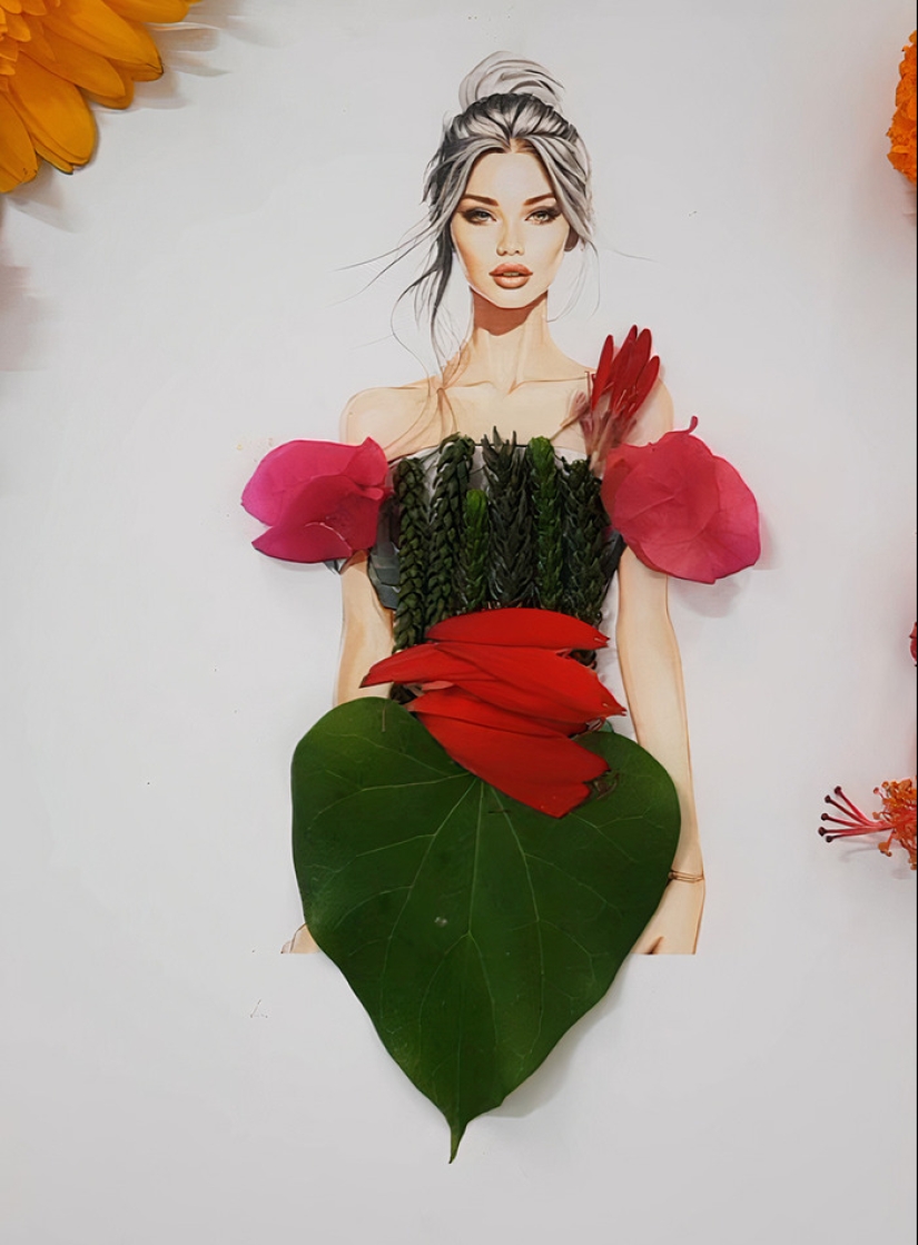 Floral Fantasy: 17 Unique Looks That I Made Using Flower Petals, Leaves And Stems