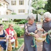 Flower girls: the grandmothers of the bride and groom worked well together during the wedding