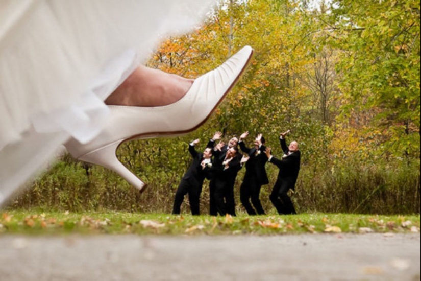 Friends of the groom, without whom the wedding photo shoot would be the most boring event