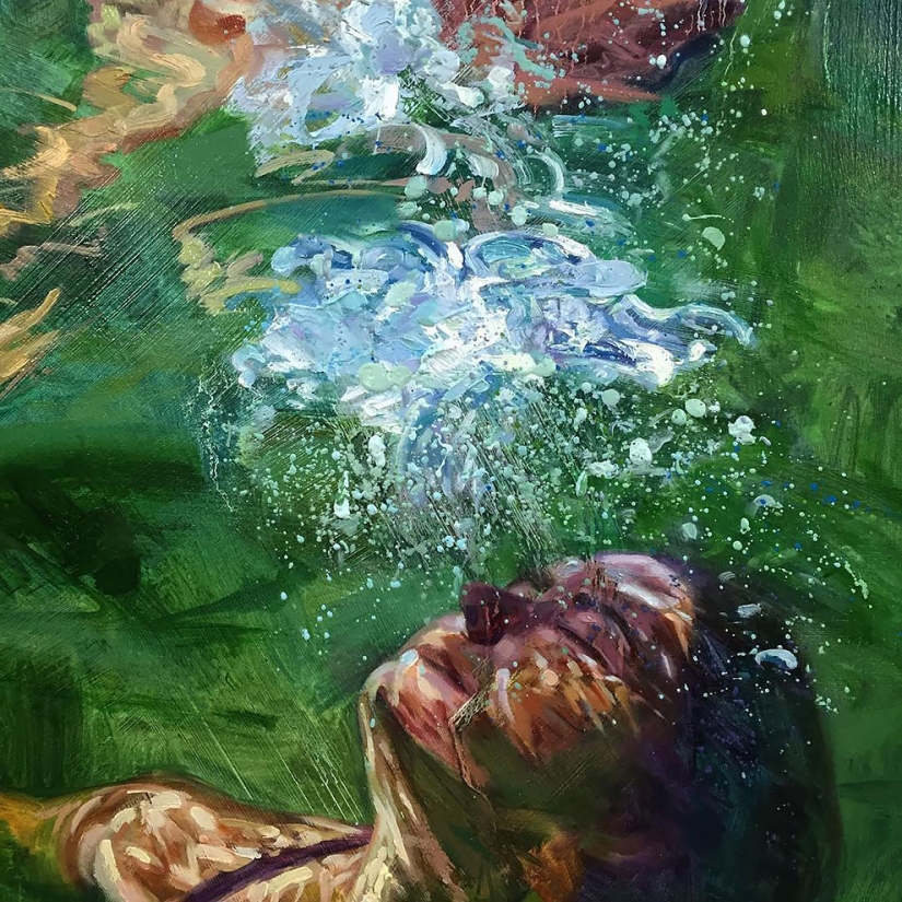 Girl in the water: summer paintings by California artist Isabelle Emrich