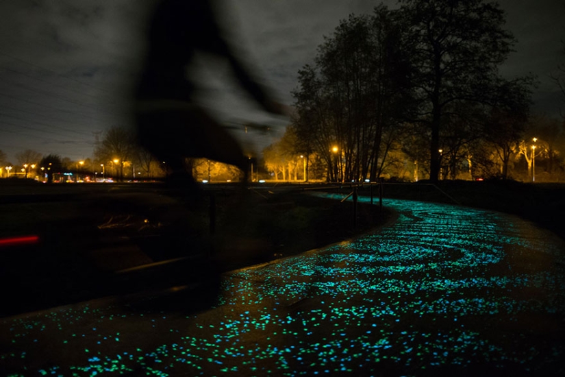 Glowing bike path in the Netherlands