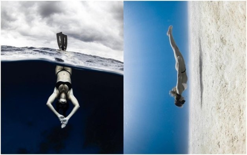 Graciosas sirenas en ingravidez en las pinturas de un fotógrafo submarino (14 fotos)