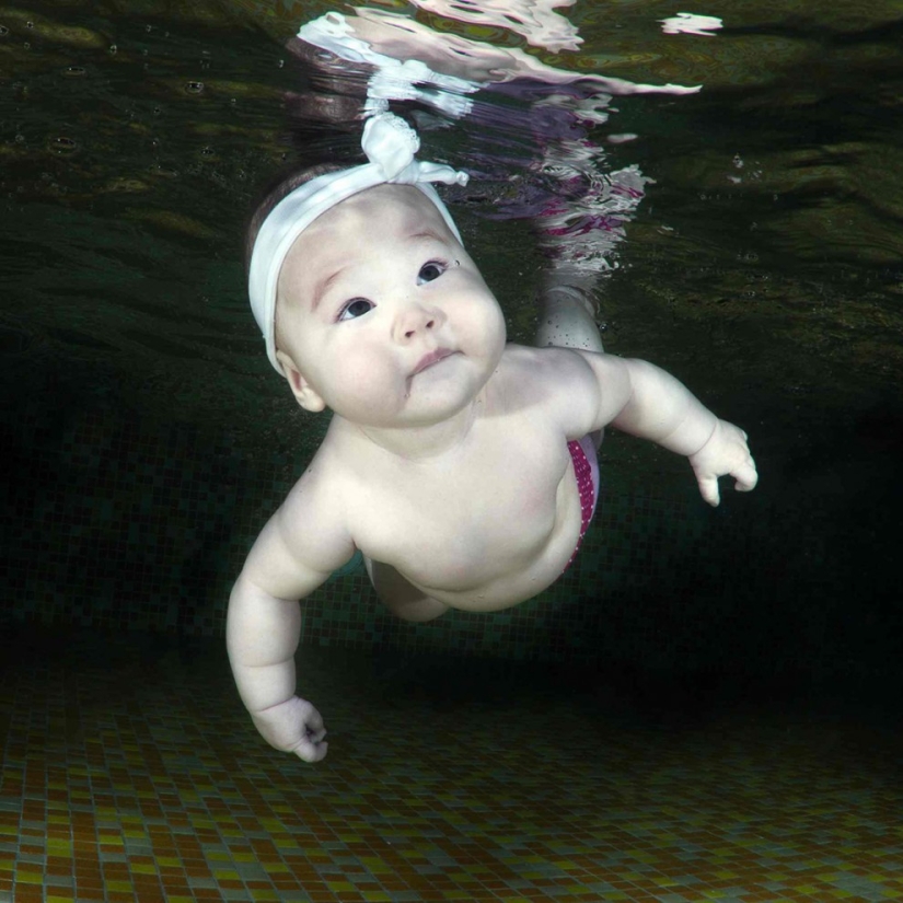 Happy Ukrainian children under water