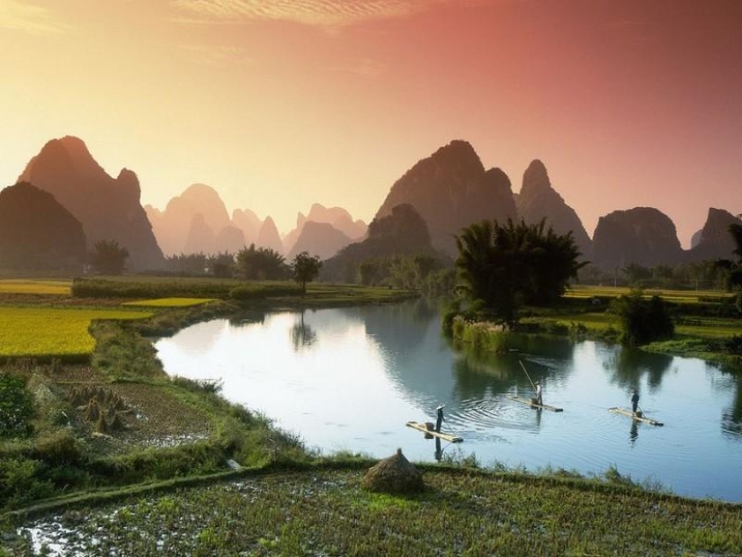 Hermoso paisaje del río chino de poetas y artistas.