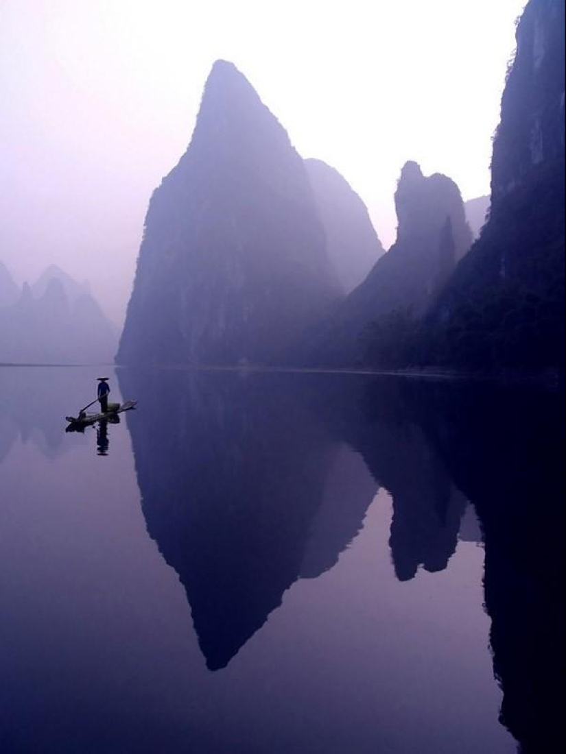 Hermoso paisaje del río chino de poetas y artistas.