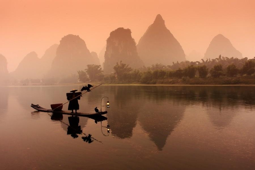 Hermosos paisajes del río chino poetas y artistas