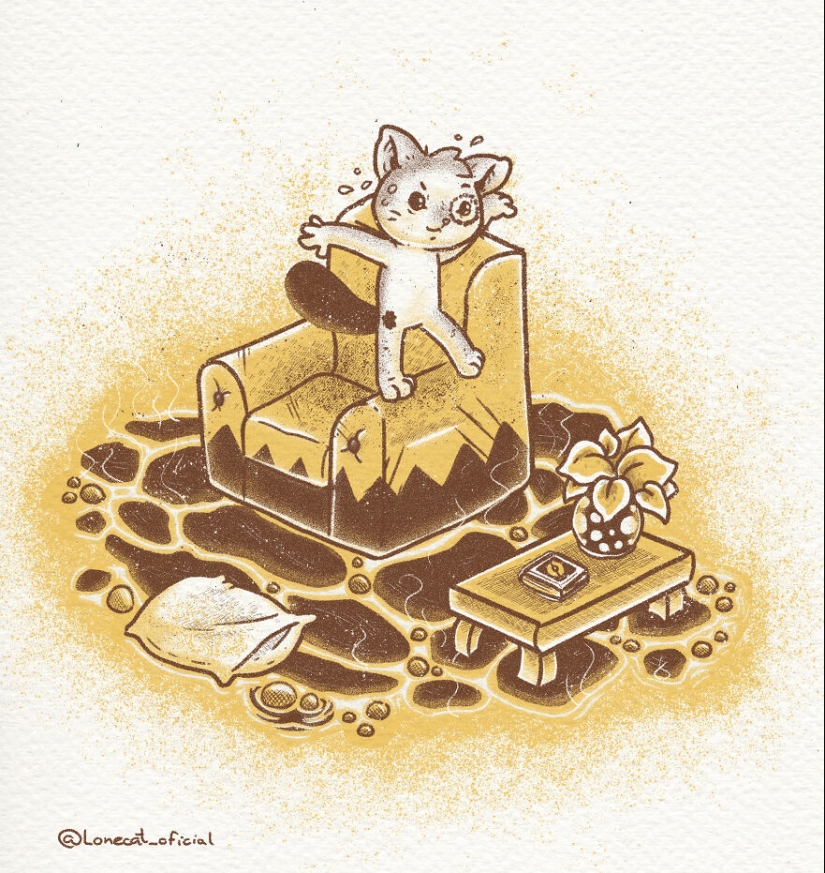 Hice 12 nuevas ilustraciones sobre un gato introvertido que muestra que a veces está bien estar solo