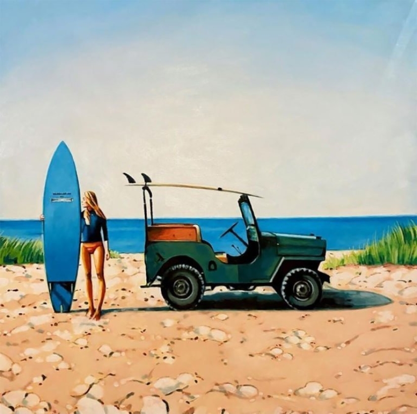 Hot beaches and tanned women in the radiant paintings of Thomas Saliot: 12 photos