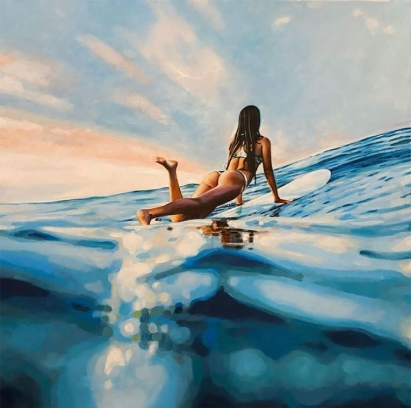 Hot beaches and tanned women in the radiant paintings of Thomas Saliot: 12 photos