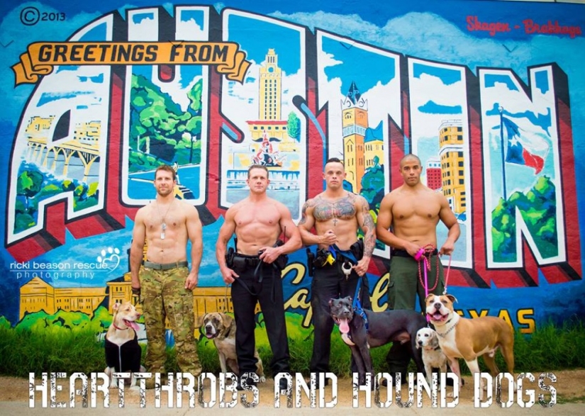 Hot Texas guys undressed for homeless dogs from a shelter