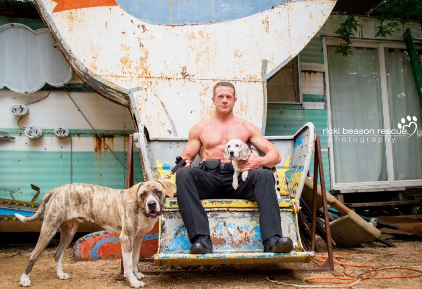 Hot Texas guys undressed for homeless dogs from a shelter