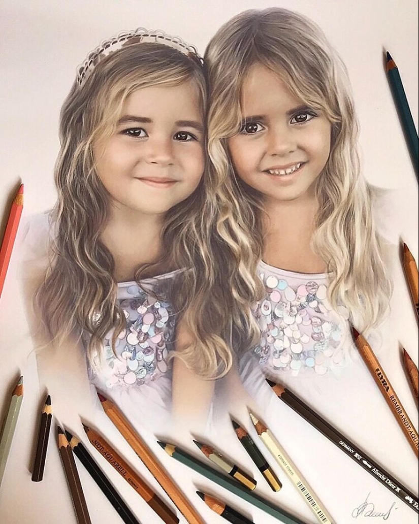 Hyperrealistic drawings with colored pencils from Lena Litvina