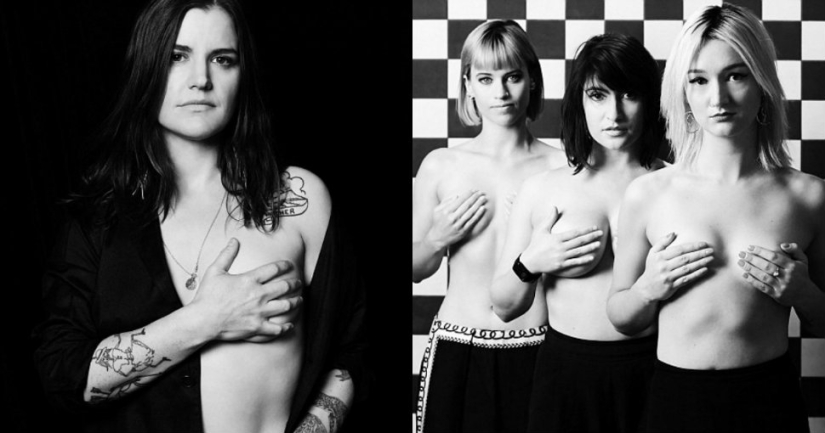 I touch myself: candid photo shoot of rock singers in support of breast cancer patients