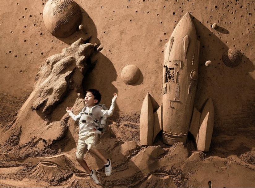 Impresionantes esculturas de arena de un maestro chino
