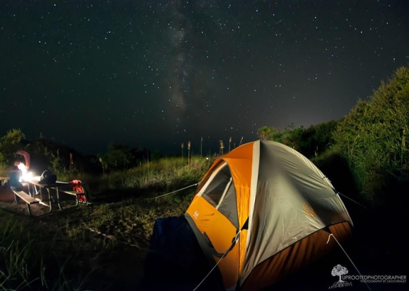 In a tent under the stars