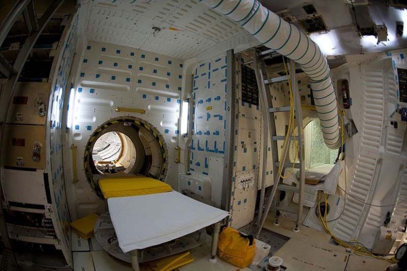 In the cockpit of the space shuttle pilot
