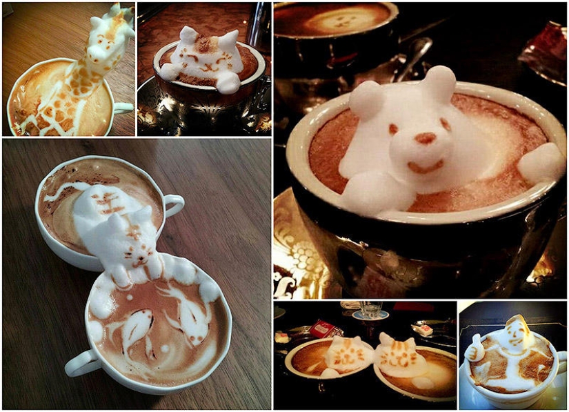 Increíbles dibujos de café con leche en 3D