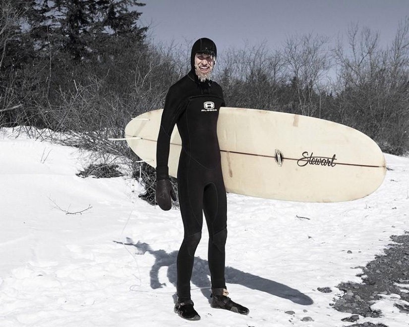 Increíbles fotos de surfear en un lago semicongelado