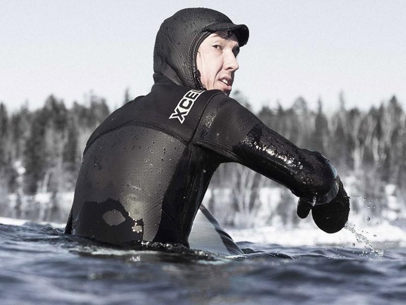 Increíbles fotos de surfear en un lago semicongelado