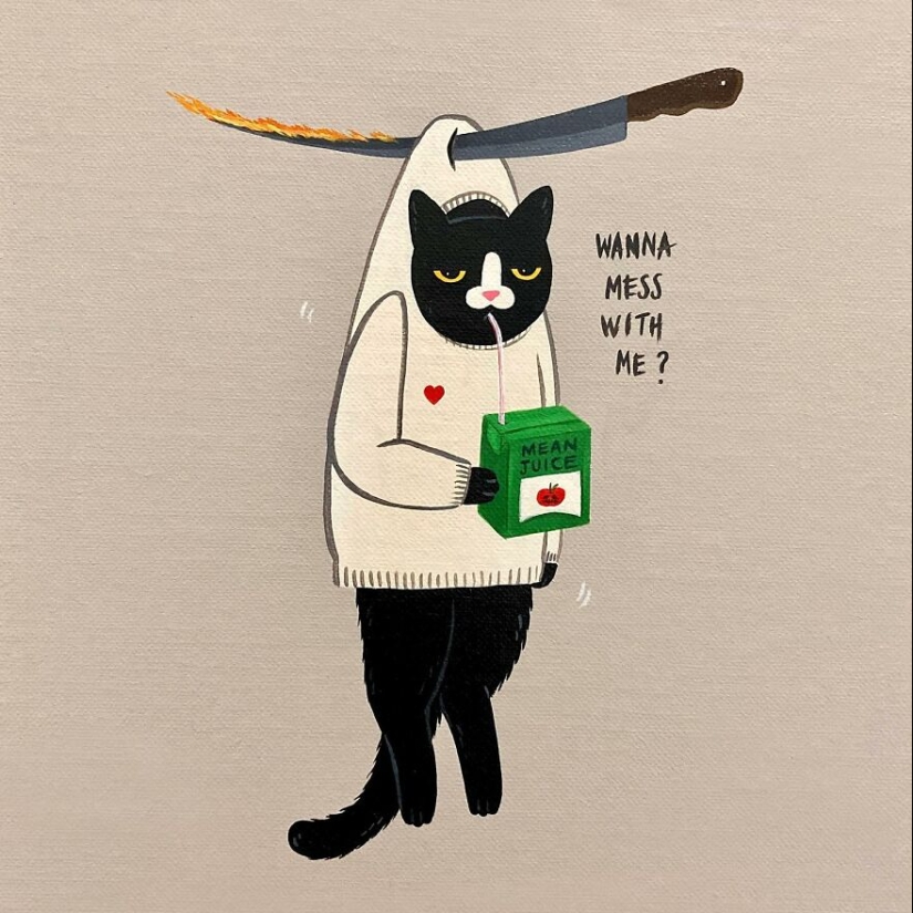 Inspired By His Black Cat With A Dash Of Sassy Attitude, This Artist Created 10 Humorous Illustrations