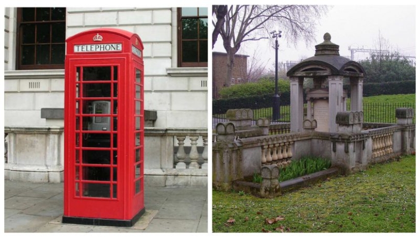 Intimate conversation: the famous red telephone box copied from the tombstones