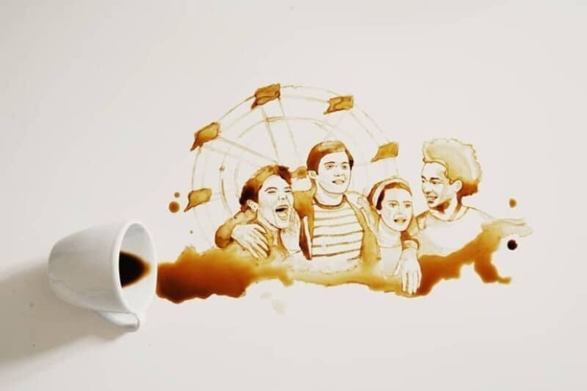 Italian artist Giulia Bernardelli turned spilled coffee into art